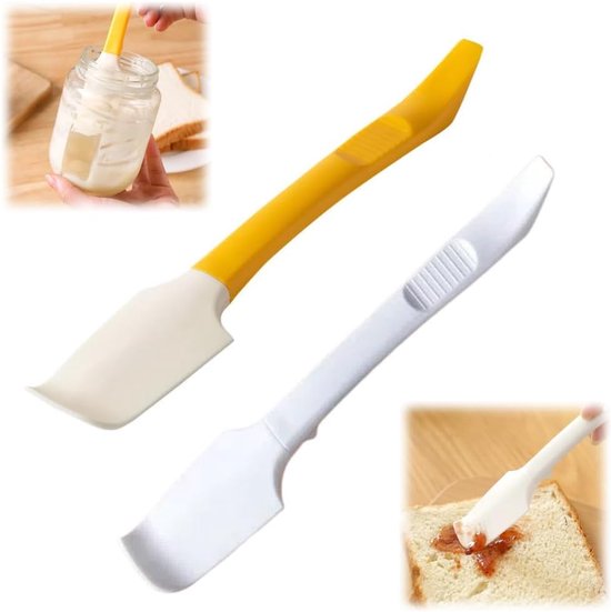 2 Teiliger 2 In 1 Silikon Marmeladenstreicher Mit Dosenöffner Multifunktionaler Glasstreicher Mini Silikonspatel Für Kuchen, Butter, Joghurt, Mar