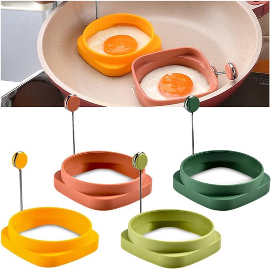 Silikon Backform 4 Teilig Eierform Pfannkuchenring Doppelseitige, Antihaftbeschichtete Pfannkuchenformen Silikon Spiegeleiform Pfannkuchenform Fü