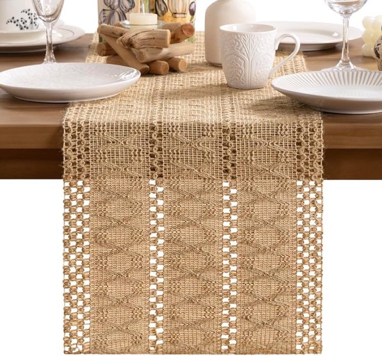 Tischläufer Boho Tischläufer Landhausstil Tischdekoration Für Den Esstisch Tischläufer Aus Jute Mit Leinenstruktur Für Frühling, Wohnzimmer, Essz