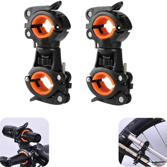 2 Halterungen Taschenlampenhalterung Frontlichthalterung Fahrradpumpenhalterung Verstellbar Drehbar Für Lenker, Fahrrad (schwarz, 115,5 Cm)