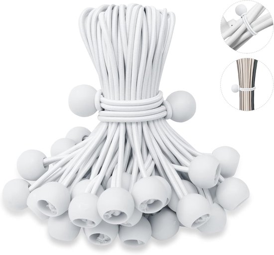 50 Stück 15 Cm Elastisches Seil Spanngummi Spannseil Gummiseile Mit Bällen Wiederverwendbar Für Golfnetze, Fußballtore, Camping, Zeltstangen, Gar