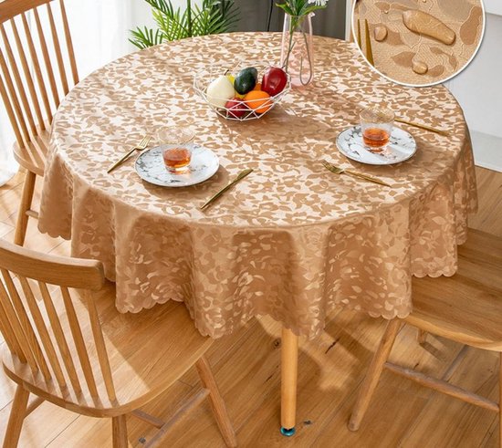 Runde Tischdecke Aus Verdicktem, Glattem Pvc Kunststoff, Ohne Grundierung, Rutschfest, Für Restaurants Und Den Privaten Gebrauch Hibiskus Kaffee