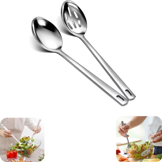 2 Teiliges Suppenkelle Set: Schaumlöffel, Rührlöffel, Kochlöffel, Metalllöffel, Kochzubehör, Küchenutensilien, Für Küche, Restaurant, Gastronomie
