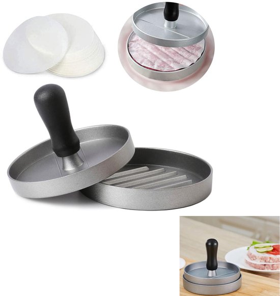 Hamburger Patty Presse Runde Patty Form Fleischpresse Inklusive 100 Silikonmatten Einfache Handhabung Leichtes Herauslösen Für Fleisch , Gemüse U
