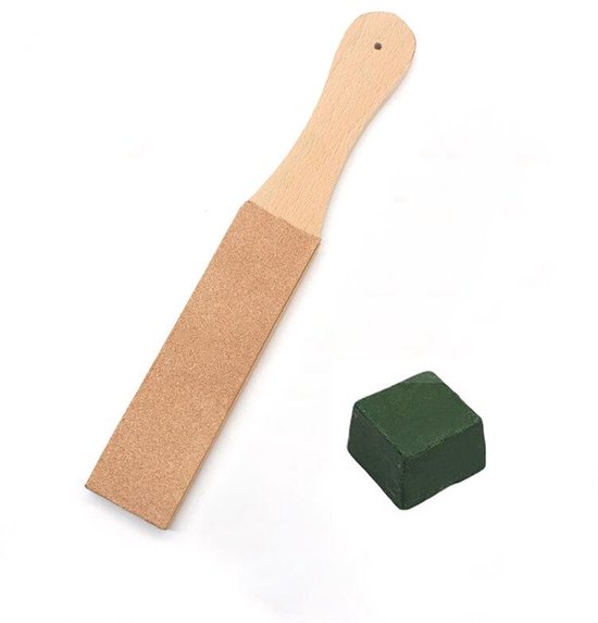 Lederriemen Messerschärfer Mit Polierpaste Holz Doppelseitig (fein Und Grob) Schärfpaste Doppelseitiges Messerschärfset Lederriemen Abziehriemen