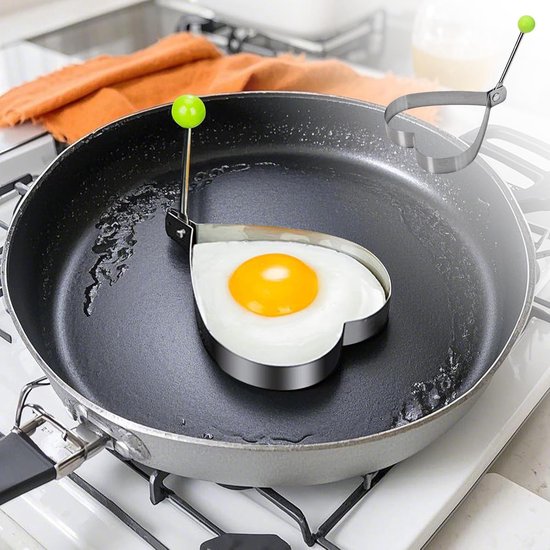 Pfannkuchenformen Für Grillpfanne Und Eierform Aus Edelstahl, Für Omeletts Und Spiegeleier, Einfach Zu Verwenden Und Zu Reinigen, Herzform, 2 Stü