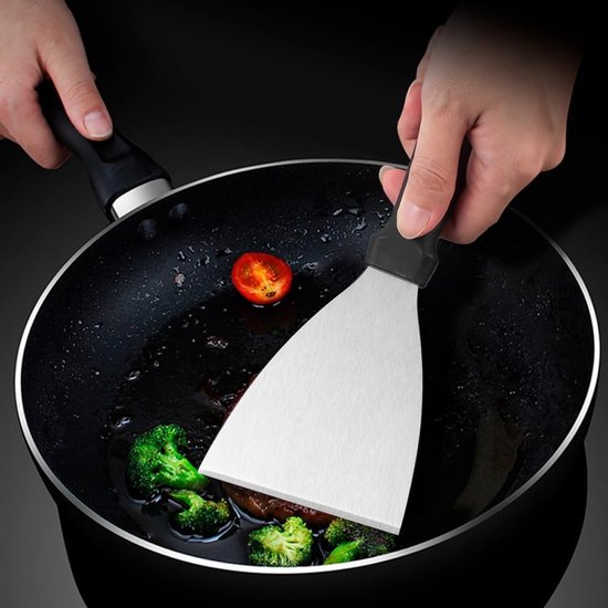 Dreieckiger Spatel Aus Edelstahl Robuster Grillplattenschaber & Gastronomiespatel Kleiner Pfannkuchenwender Für Die Heimische Küche
