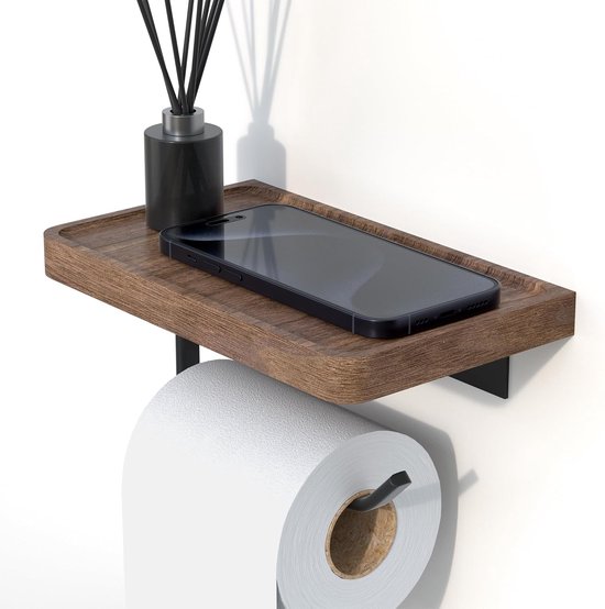 Toilettenpapierhalter Toilettenpapierhalter Toilettenpapierhalter Mit Ablage Aus Schwarzem Walnussholz Platz Für Handy Und Aromatherapie Für Bad