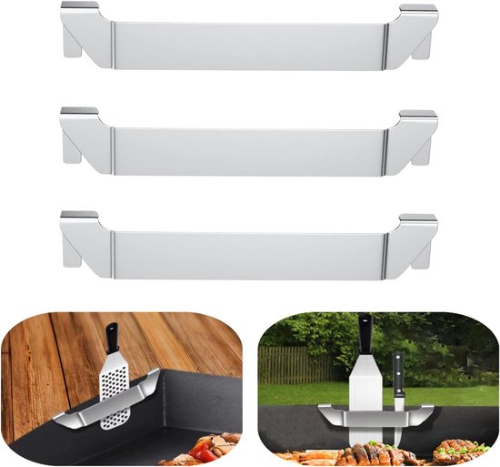 Set Aus 3 Robusten Spatelhaltern Für Die Grillplatte, Grillbesteckhalter Aus Edelstahl, Zubehör Für Outdoor Aktivitäten Wie Camping, Picknick Und