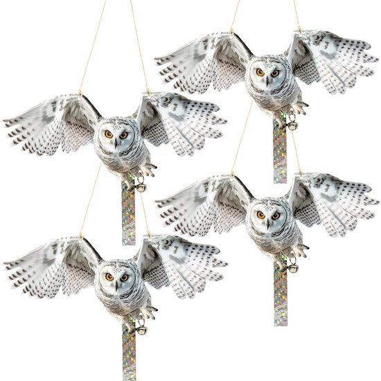 4 Teiliges Set Reflektierender Eulen Vogelabwehrgeräte Aus Kunststoff Zum Aufhängen Für Balkon Und Garten