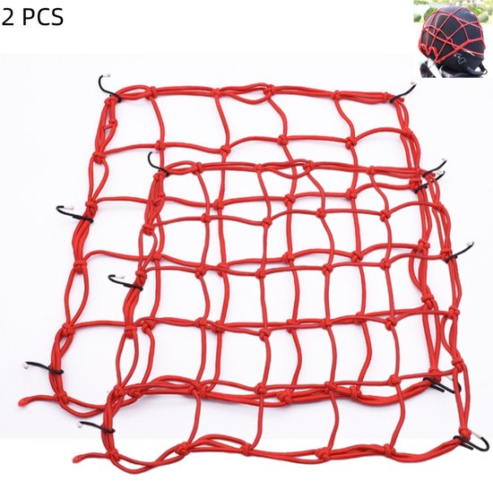 2 Teiliges Elastisches Gepäcknetz Für Motorräder Gepäcknetz Mit 6 Verstellbaren Metallhaken Für Motorräder, Fahrräder Und Quads Zur Sicherung Von