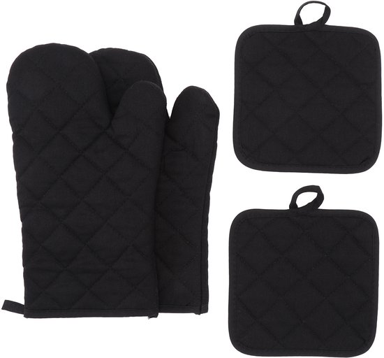 Ofenhandschuhe 2 Ofenhandschuhe Und 2 Topflappen Baumwolle Grillhandschuhe Hitzebeständig Küchenhandschuhe Zum Backen, Kochen Und Grillen 30 × 15