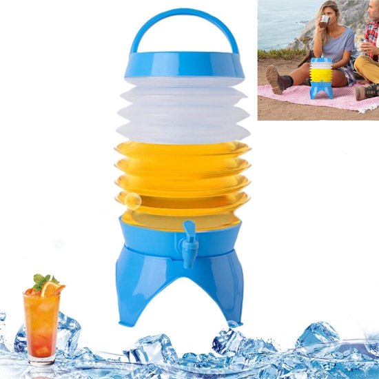 Stück Wasserspender Faltbarer Getränkespender Saftspender Mit Zapfhahn Und Ständer Leicht Zu Transportieren Leicht Zu Verstauen Blau 7,5 L Für Wa