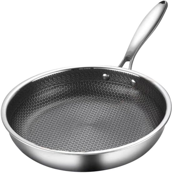 Edelstahl Bratpfanne Antihaftbeschichtung Für Induktions Und Gasherde, Wabenstruktur Für Kratzfestigkeit 24 Cm