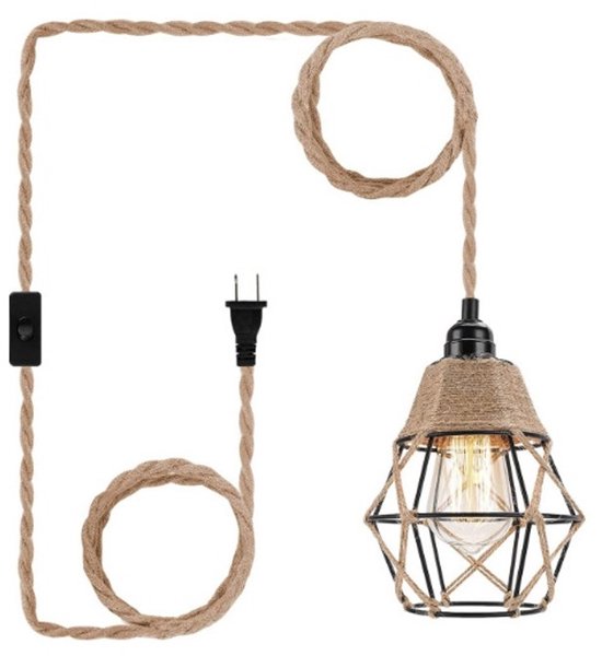 Kronleuchter Mit Stecker Landhaus Kronleuchter Aus Hanfseil Esszimmer Kronleuchter Mit 1,8 M Kabel Für Die Beleuchtung Des Esstisches, Als Nachtt
