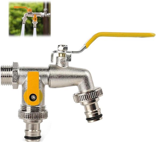 Doppel Gartenwasserhahn Universal Doppel Gartenwasserhahn Frost Und Rostbeständig 1/2 Zoll Zulauf Und 2 X 3/4 Zoll Auslauf Doppel Gartenwasserhah