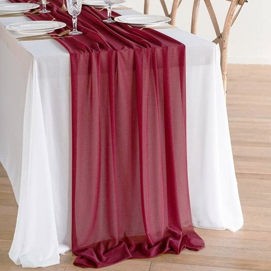 Chiffon Tischläufer, Ostern, Frühling, Boho, Rustikal, 75 X 300 Cm, Transparent, Für Hochzeiten, Brautpartys, Dekorationen Dunkelgrün
