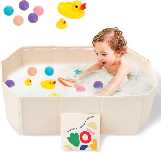 Faltbare Babybadewanne Mit 5 Bällen Und 2 Enten, Graffiti Grün/tulpenweiß, 0 8 Jahre, 78 X 45 X 25 Cm, Inklusive 5 Bällen, 2 Enten Und Reparaturs