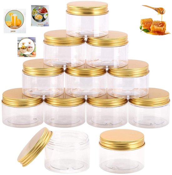 12 Stück Transparenter Tiegel Cremetiegel Spender Mit Aluminiumkappe Kosmetikverpackung Transparenter Kunststofftiegel Mit Deckel Nachfüllbarer,