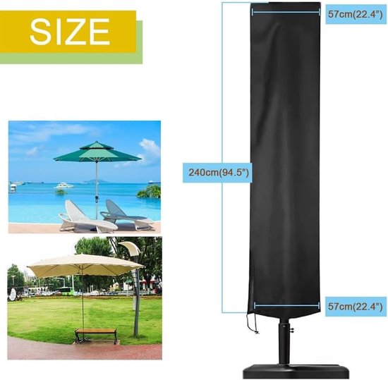 Sonnenschirmhülle 210d Oxford Gewebe 240 X 57 X 57 Cm Schwarz