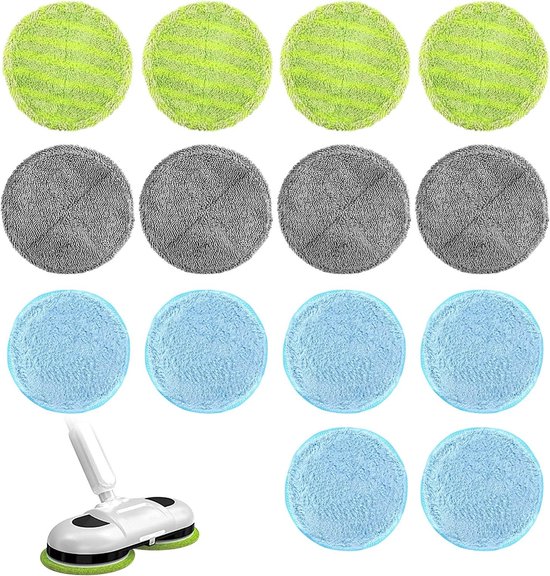 Mikrofaser Ersatzpads Für Rotationsmopps 14 Stück, 16 Cm Durchmesser, Inklusive Scheuerpad Und Mikrofaserpad Für Effiziente Reinigung