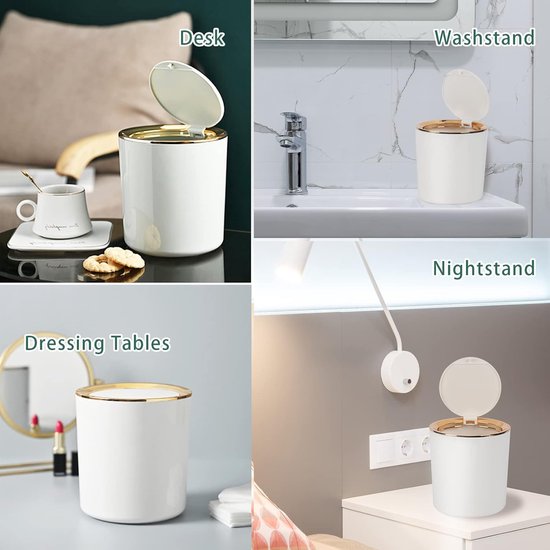 Mini Mülleimer Mit Deckel 15 X 14,5 Cm Tragbar Für Bad, Wohnzimmer, Küche, Auto, Schminktisch Schwarz