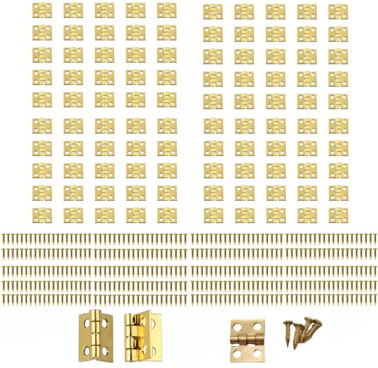 100 Mini Scharniere Messingscharniere Handgefertigte Mini Scharniere Mini Goldscharniere Enthält 400 Schrauben Kleine Türverbinder 10 X 8 Mm Für
