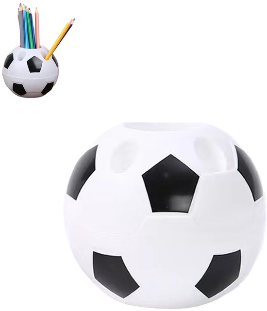 Dailygoods Platzsparender Stiftehalter Tischorganizer Fußball Design Kunststoff 6 Löcher Kompakte Größe: 9,5 X 10,5 Cm Schreibtisch Organizer