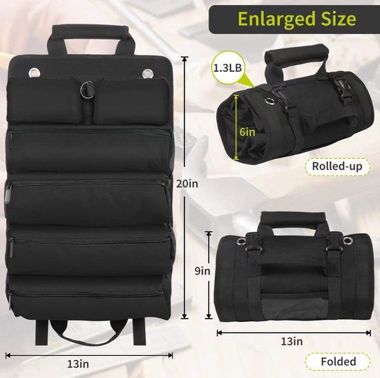Werkzeugaufbewahrungstasche Aufbewahrungstasche Für Auto Und Elektrikerwerkzeug Tragbare, Rollbare Werkzeugtasche Für Fahrzeug Und Haushalt Kompl