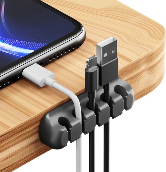 Kabelhalter, Kabelorganizer Mit Selbstklebenden Silikonclips Für Usb Ladekabel, Netzkabel, Pc Kabel, Bürokabel Und Den Heimgebrauch (5 Steckplätz