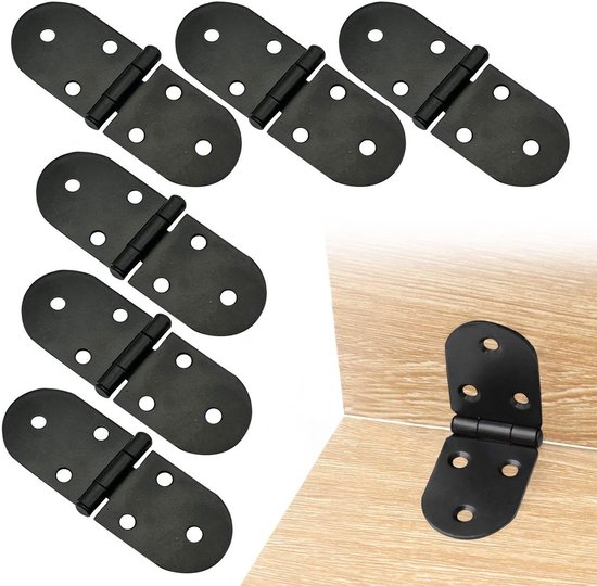 Dailygoods Klappscharniere, 180° Öffnung 6 Stück Möbelbeschläge Schranktüren/klapptische Korrosionsbeständig Legierung 8 X 2,9 Cm Möbelscharnier