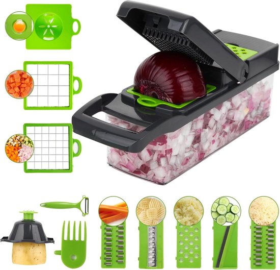 14 Teiliger Gemüseschneider, Spiralschneider, Gemüsehobel Zwiebel , Kartoffel Und Pommes Schneider
