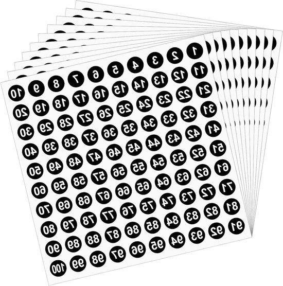 10 Blatt Runde Zahlenaufkleber Von 1 Bis 100, Fortlaufende Zahlenaufkleber, Selbstklebend, 1 Cm Kleine Nummerierte Aufkleber Für Büro, Zuhause, K