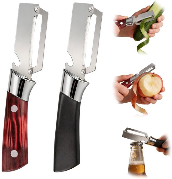 Dailygoods 2 In 1 Gemüseschäler Edelstahl Schäler Flaschenöffner Langlebig Spülmaschinenfest Präzise Geschärfte Klinge Schälmesser
