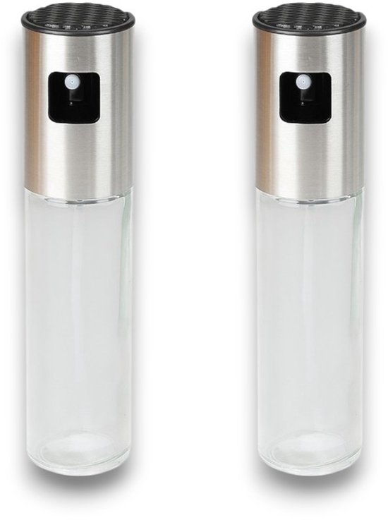 Olivenöl Sprühset (2 Teilig) 100 Ml Nachfüllbarer Ölspender Aus Edelstahl/glas Feiner Sprühnebel Für Salate, Heißluftfritteuse Und Grill