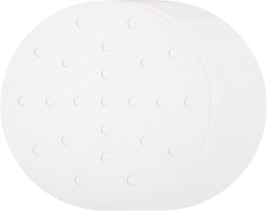 Allecta 200 Bambus Airfryer Einlagen 15,24 Cm Antihaftbeschichtung Perforiertes Backpapier Einweg Dämpferpapier Dampfkorb Weiß.