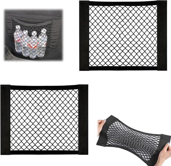 Auto Aufbewahrungsnetze Kofferraumnetze Auto Organizer Elastisches Nylon 2 Stück, 30 X 25 Cm Schwarz