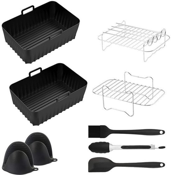Komplettes Zubehörset Für Ninja Airfryer Passend Für Xxl Sl400eu, Af300eu, Af400eu, Af140eu Und Af500eu Backpapier, Backblech, Rechteckig