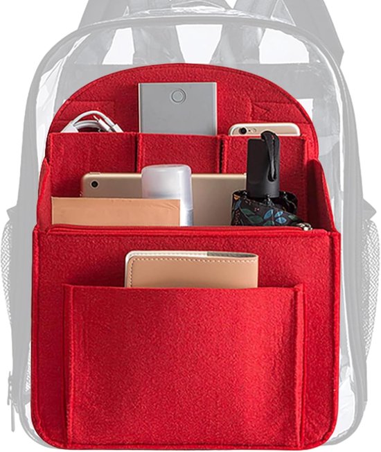 Taschenorganizer Rucksackeinsatz Für Ordnung Sorgen Robustes Filzmaterial 27 X 12 X 27 Cm Rot