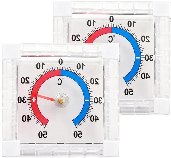Fensterthermometer Set Analoge Außenthermometer Temperaturmessung Selbstklebend, Transparent 2 Stück Weiß