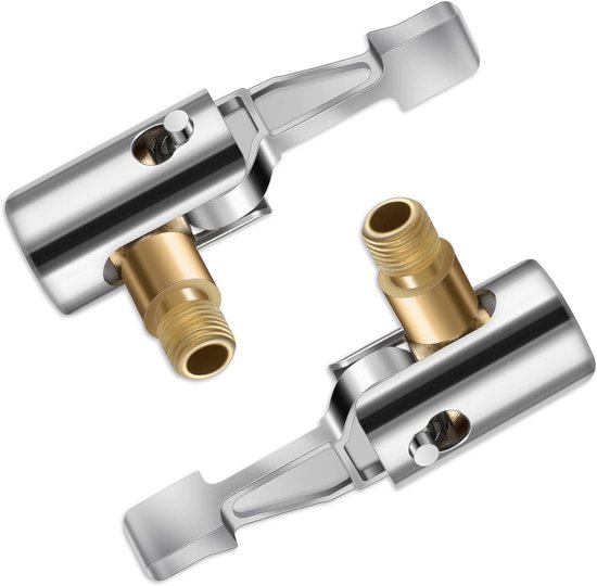 Ventiladapter Set Luftpumpenadapter Reifen Aufpumpen Auslaufsicheres Design 2 Teilig Silbergelb
