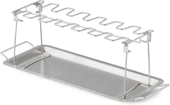 Hähnchenflügelhalter Grillzubehör Ofenhähnchenhalter Inklusive Tropfschale Zusammenklappbar Edelstahl