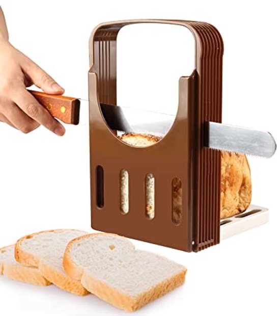 Dailygoods Verstellbarer Brotschneider Brotschneider Werkzeug Schneidegerät Multifunktionswerkzeug Abs Kunststoff 4 Schnittstärkeneinstellungen B