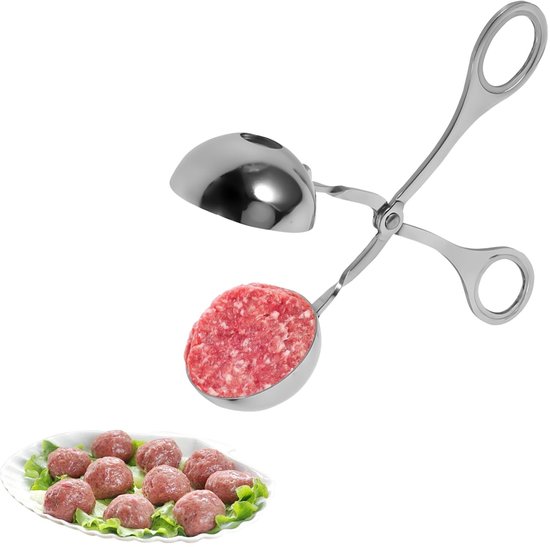 Allecto Fleischbällchenformer Fleischbällchenzange Edelstahl Melonenkugelformer Küchenhelfer Für Fleischbällchen Silber