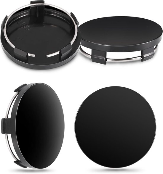Radkappen 60 Mm, Universelle Radabdeckungen Mit Polierter Oberfläche, Schwarz 4er Set