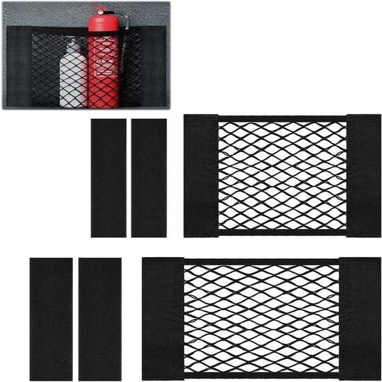 Kofferraumnetz Aufbewahrungsnetz Autoaufbewahrung Doppellagiges Nylon 40 X 25 Cm + 60 X 25 Cm Schwarz