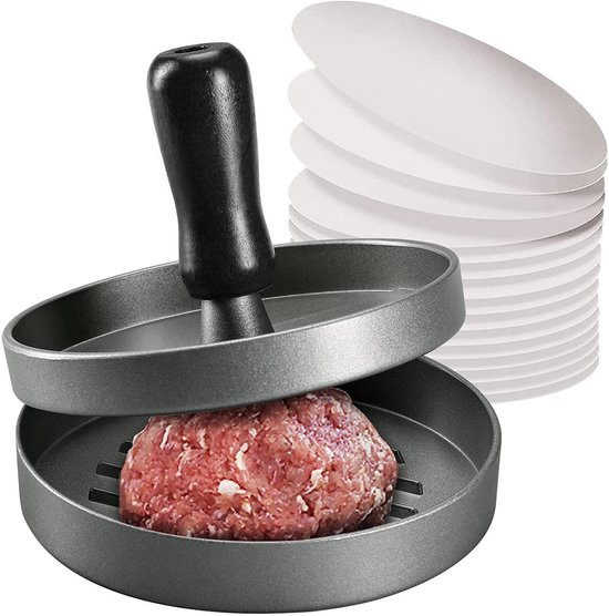 Dailygoods Hamburgerpresse Professionelles Design Aluminium 100 Wachspapiere Antihaftbeschichtung Maximale Dicke 1 Cm Lebensmittelechtes Material