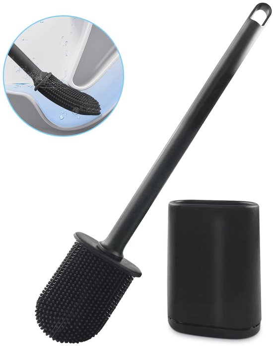 Wc Bürsten Set Wc Bürste Badreinigung Flexibler Silikonkopf Bohrfreie Montage Schwarz