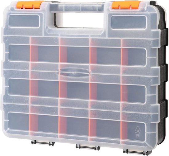 Werkzeugkasten Aufbewahrungsbox Teileorganizer Sortierung Von Kleinteilen 34 Verstellbare Fächer 32 X 27 X 8 Cm