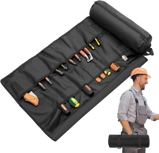 Werkzeugrolle Faltbares Aufbewahrungssystem Werkzeugaufbewahrung Verdicktes Material 72 X 36 Cm Schwarz